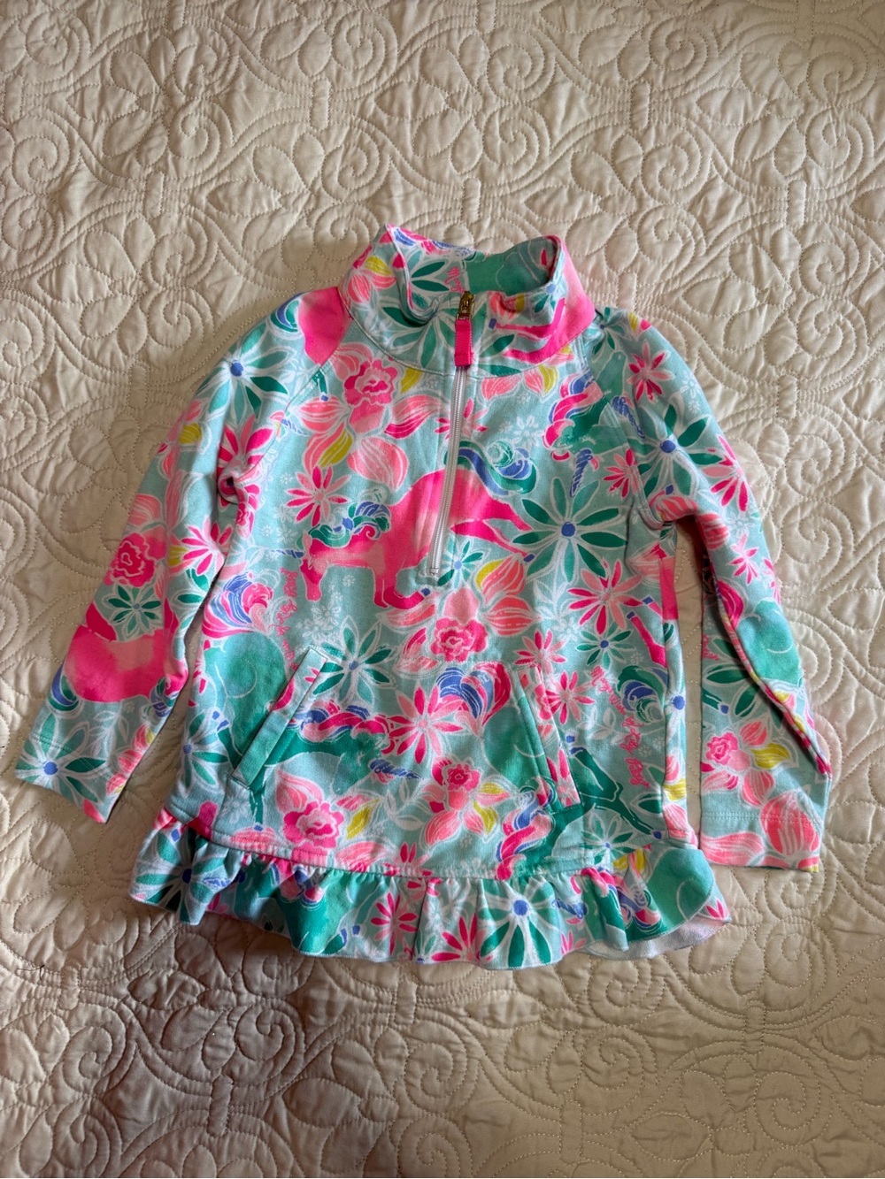 Lilly Pulitzer toddler magical Mary unicorn make a wish foundation print popover